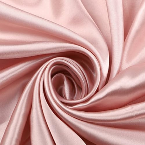 Tissu en satin de 2 m x 150 cm, doublure soyeuse au mètre, en polyester, tissu décoratif, brillant, pour couture, costumes, vêtements, robes de mariée, nœuds, nappes, vieux rose