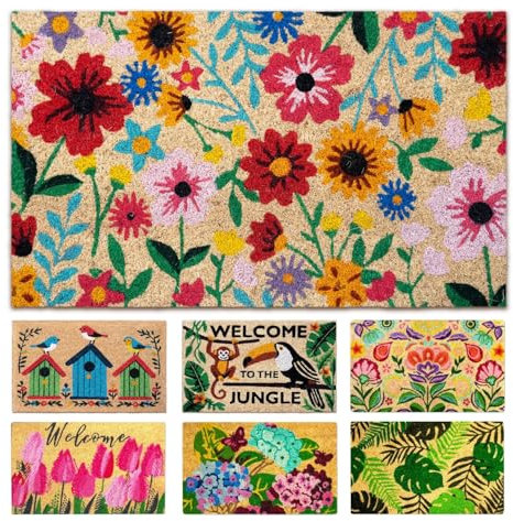 LUA VIKA Felpudo Entrada casa Originales - Botánico - 40x70 cm - Alfombra Entrada casa Exterior e Interior - Felpudo Coco - Resistente y Antideslizante