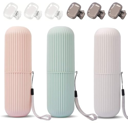 Ayicheyl 3 Pièces Etui Brosse A Dent & 6 Pièces Cache Brosse A Dent, Voyage Protege Brosse A Dent Portable Boite Brosse A Dent, Plastique étui Brosse à Dent Gobelet Brosse à Dent pour Voyages Camping