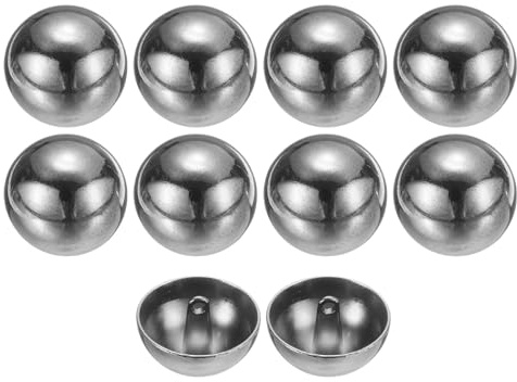 QUARKZMAN 10 Stück Knöpfe Silber Perlenknöpfe 25mm Gewölbte Metallknöpfe mit Mettall Schaft, Runde Halbkugel Ösenknöpfe Vintage Buttons für Strick Dirndl Nähen Basteln Mantel Dekorationen