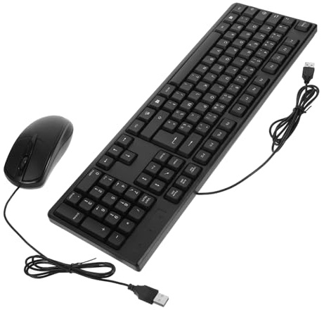 Combo Clavier et Souris Filaire USB 104 Touches Pavé Numérique | Abs Noir, Alimentation Usb, Utilisation Simple, Confort Maximal, pour Bureau et Ordinateur