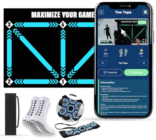 Tappetino da allenamento da calcio con app Mastery - Soccer Mastery Skills XL 90 x 60 cm, regalo per ragazzi | Controllo della palla da dribbling professionale e giochi di sollievo dallo stress per