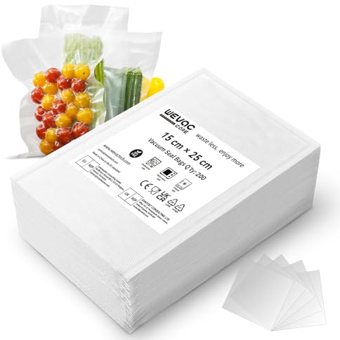 Wevac Core Vacuum Sealer Bags for Food, 200pcs 15x25cm Embossed Precut Bags | Heavy Duty Textured Vacuum Pack Bags for Freezer, Microwave, Meal Prep, Sous Vide, Fits All Vacuum Sealers, BPA Free