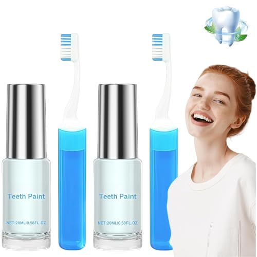 2PCS Teeth Whitening Paints,Tooth Polishing Paste,Whitening Toothpaste,Instant & Long-Lasting Results,Dual Protection