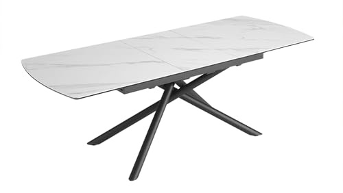 Riess Ambiente Ausziehbarer Esstisch Mikado 180-230cm - weiß - Keramik schwarz Sterngestell Esszimmertisch Konferenztisch Tisch