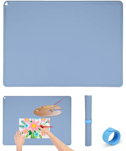 XHYASD Silikon Malunterlage 60 x 40 cm Waschbar Antirutsch Blau