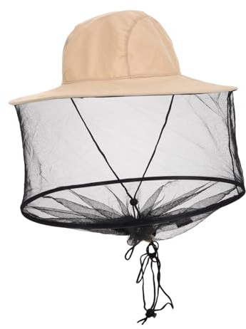 Cabilock Chapeau Apiculteur Pliable Beige Clair pour Apiculture et Pêche en Plein Air, Large Bord Protection Solaire, Voile en Maille Respirant Complet, Accessoire Polyvalent Extérieur