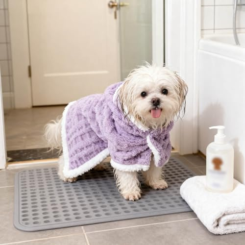 Dog Cape Blanket for Small Dogs, Pet Cape Blanket for Dogs and Cats, Warm Coral Fleece Dog Shawl with Hood (Purple, Medium)