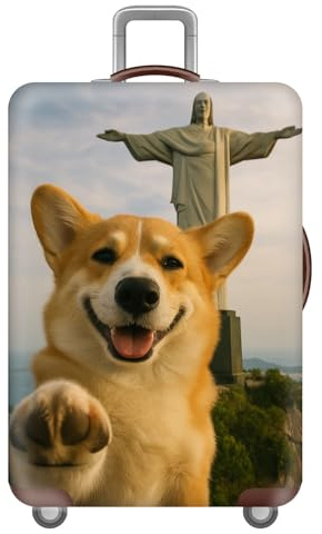 Waschbare KofferhüLle,Staubdicht Waschbar,Kratzfest KofferschutzhüLle,Trolley SchutzhüLle,Elastische ReisekofferhüLle,Koffer HüLle,Kofferschutz,KofferüBerzug,Suitcase Cover (Hund,L(25-28inch))