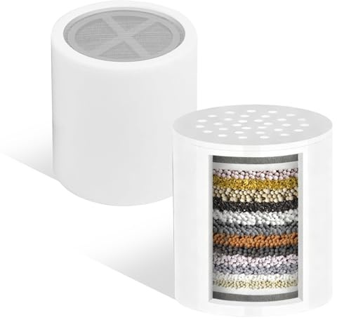 Gykutix 2 Pezzi Filtro Doccia Anticalcare 30 Stadi, Filtro Anticalcare Doccia Universale, Filtro Acqua Doccia pour Rimuove i Metalli Pesanti di Calcare e Cloro e Altri Depositi in Acqua Dura