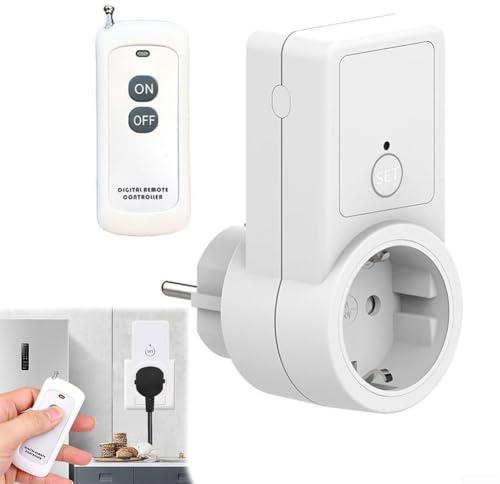 Prese radio con 1 telecomando, Smart Socket 10A 220V per elettrodomestici, con PC + cassa in rame, 433,92 MHz, controllo manuale e remoto, modalità di sicurezza off dopo interruzione di corrente