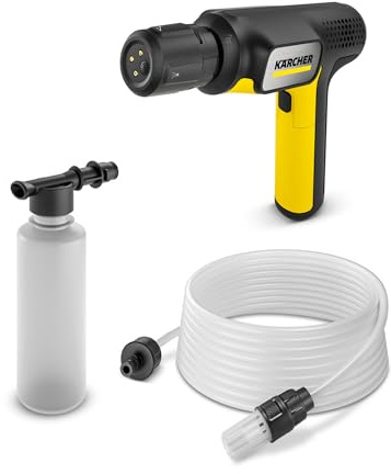 Kärcher Limpiadora Manual portátil OC Handheld Compact, Amarillo, Batería Iones de Litio, presión 15 Bar, 0.8 kg, Manguera 5 m, detergente, Multi Jet 4 en 1, Cargador Cable USB
