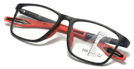 Genérico Gafas de Lectura Fotocromáticas Progresivas, Lentes Multifocales Anti-luz Azul UV400 para Ordenador, Montura TR90 Cómoda, Gafas de Presbicia Hombre y Mujer, Bisagras de Muelle(Rojo,2.00 x)