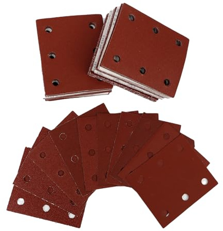 100 Papel de Lijas para Lijadora 6 agujero para Madera, 10 Tipos Grano Fino | Rectángulo, 115x101mm, P40/60/80/100/120/150/180/240 320/400, Discos de Lijado para Lijadora Orbital, para Metal, Automóvil