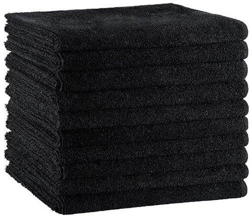 Juego de 10 toallas de microfibra negras para salón de peluquería, ultra absorbentes, suaves y resistentes, 50 x 80 cm, secado rápido para el cabello