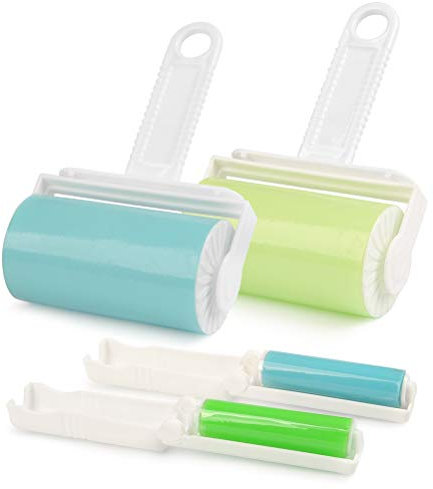 Lot de 4 Rouleaux Anti-Peluches Collant Brosse adhésive Lavable et réutilisable, Rouleaux Anti Poli enlève Les Poils d'animaux Manteau pour Les Cheveux, Vêtements, Tapis, Tapis de Voiture,Manteau