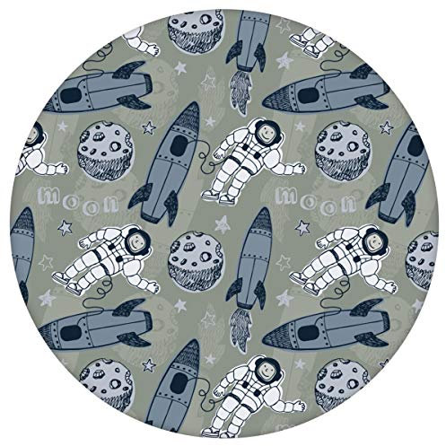 Gräflich Münster'sche Manufaktur Coole Weltraum Kinderzimmer Tapete Rocket Moon , oliv graue Vlies Tapete Kinder, Space GMM Kindertapete Wanddeko für Jugendzimmer (H: 3,5m B: 46,5cm)