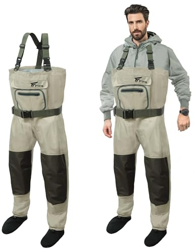 8 Fans Chest Wader for Men&Women, Stockingfoot Waders - 3 Ply Waterproof Breathable for Fly Fishing,Hunting, Kayaking (Khaki, 2X-Large)