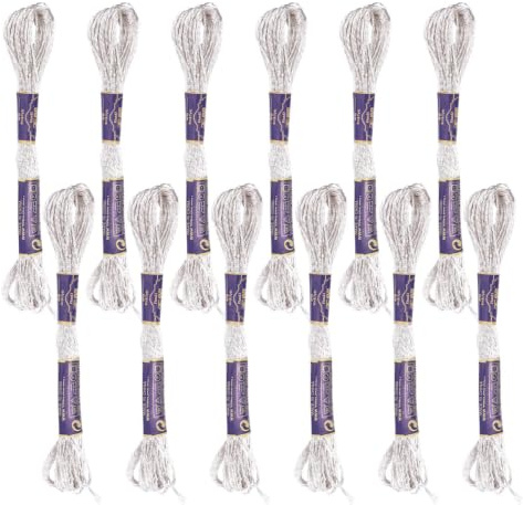 EXCEART 12stücke Teiliges Metallic Stickgarn Glänzendes Nähgarn Für Diy Manuelles Nähen Und Bastelarbeiten Geeignet Für Kreative Projekte Silber
