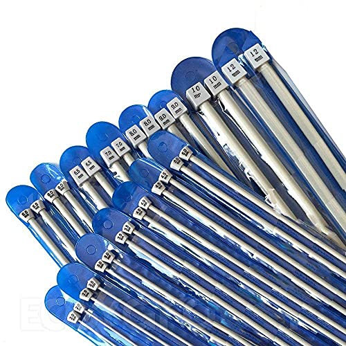 IHKFILAN Aluminium Metall Stricknadel Set Einziger Punkt Gerade Nadel Stricknadeln DIY Webwerkzeuge 15 Paar (2 mm-12 mm)