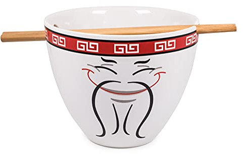 Toynk Bowl Bop Food Man Chew Japanese Dinnerware Set | 16-Ounce Ramen Bowl, Chopsticks