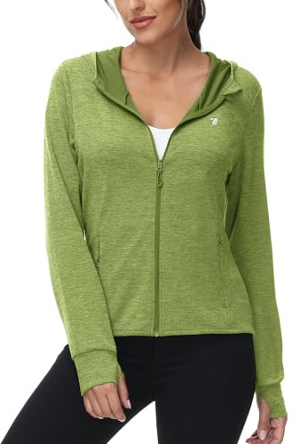 TBMPOY Womens UPF 50+ Sun UV SPF Hiking Hoodie Light Jackets Fruit Green L