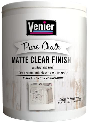 Venier Matte Clear Finish - 33.81fl.oz. Protective Paint - Water Based Acrylic Top Coat sealer - Clear Matte Paint For Metal & Wood Furniture