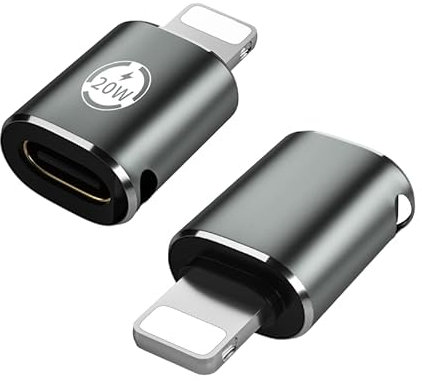 USB C auf Lightning Adapter,USB-C-Buchse auf iOS-Stecker Unterstützt 20W PD Schnellladung und Datensynchronisierung Kompatibel mit Lightning(Hinweis: Nicht für die Verwendung mit Kopfhörern geeignet)