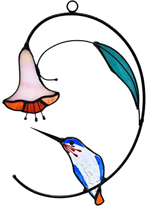 Niedliche Vögel Sonnenfänger Vogel Buntglas Fensterbehang für Fenster Home Decor (Kolibri Blau)