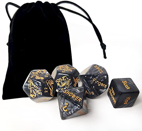 5er Würfelset erotische Würfel für Paare Sex Spiel 36 Position Lehrbuch Würfel Spiel Humor Spiel Paar Schlafzimmer Geschenk für Paar Erwachsene Liebhaber Sex Liebe Spiel für Männer und Frauen Schwarz