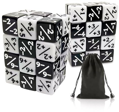 48 Stück Würfel Zähler (Weiß+Schwarz), Loyalität Würfel, D6, Token Mit Aufbewahrungsbeuteln, Kompatibel Mit MTG, CCG, Kartenspiel Zubehör