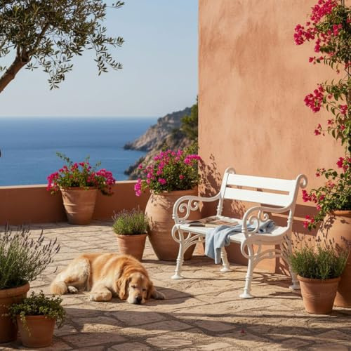 PROREGAL Gartenbank Curacao | 1-Sitzer | Weiß | HxBxT 85x68x60cm | Witterungs- & UV-beständiger Kunststoff | Parkbank Sitzbank Außenbereich Garten Balkon Terrasse