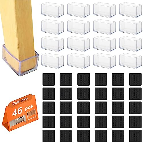 16 Pezzi Proteggi Gambe Per Mobili,15 X 30 mm Tappi Protettivi Per Gambe Della Sedia, Tappi Piedini Protettivi In Silicone, Sedie In Pvc+30 Pezzi Tappetini Antiscivolo Per Tavoli E Sedie