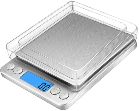 JINGAN cocina electrónica | Báscula electrónica 3 kg - conteo de parada automática de la escala de la joyería de alta precisión 0.1g, carga usb