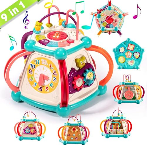 COIL Motorikwürfel ab 1 Jahr Aktivitätswürfel Baby 9in1 Lernspielzeug Formsortierer Sinneswürfel Motorikwürfel Baby Groß - Montessori Würfel