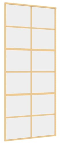 vidaXL Porta Scorrevole Dorata 90x205 Vetro Trasparente ESG Alluminio