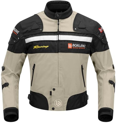 Motorradjacke Herren Winter Motorrad Jacke Textiljacke Winddicht mit Herausnehmbarem Liner Protektoren Protektor Jacke Roller Biker Touren Allwetter Damen Braun L