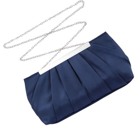 Zercart Women Envelope Clutch Bag Pleated Satin Evening Handbag Evening Clutch Bags Elegant Satin Shoulder Bags with Detachable Chain Strap for Wedding Party Prom Bridal