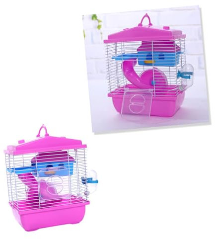 Doppelwandiger Hamsterkäfig aus Acryl mit Schiebedesign, Rosa