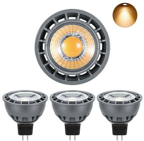 MR16 Lampadine LED, AC/DC 12V,5W Sostituzione per 50W Lampadine Alogene,500LM Bianco Caldo 3000K Spotlight,Senza Sfarfallio,Non Dimmerabile 45 ° Angolo di Fascio LED Spot MR16 (confezione da 4)