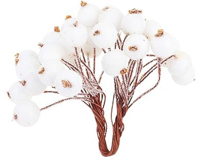 FUNOMOCYA 400stücke Künstliche Beeren Dekoration Lebensnahe Frostbeeren Für Girlanden Handgemachte Zubehör Für Hochzeiten Feste Und Heimdekoration Weiß