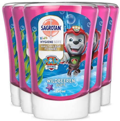 Sagrotan Kids No-Touch Nachfüller Wildbeeren – Für den automatischen Seifenspender – 5 x 250 ml Handseife