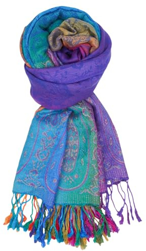 KRIPINC Vintage-Stil Jacquard Bunter Schal mit Quasten | Mehrfarbige Schals & Tücher für Damen, Ethnische Tücher Damen, Stola für Abendkleid Festlich Reisen Fotoshooting Pendeln