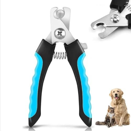 Tiertastisch Krallenschere für Hunde und Katzen, Professioneller Krallenschneider mit Schutzvorrichtung und Sicherheitsschloss, Krallenpflege für zuhause Ergonomische Krallenzange mit scharfen Klingen