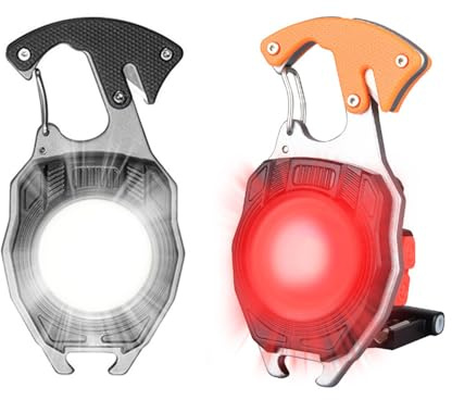 2 Pack Led Keychain Flashlight,2000 lumens Rechargeable Cob Waterproof Portable Led Work Light，5 Light Modes Pocket Light with Battery Display