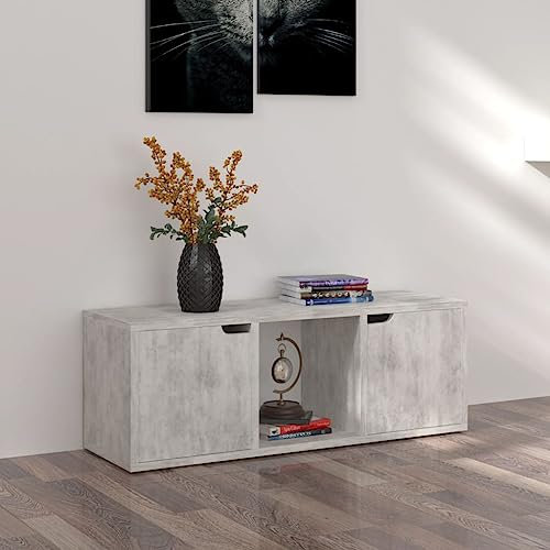 Higsose TV Lowboard TV Schrank Fernsehschrank TV Bank Fernseher Tisch TV Unterschrank DVD Ständer 88,5x27,5x30,5 cm Beton-Optik