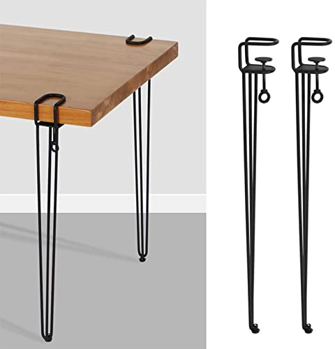 SJKJNK Metal Table Clamp Legs,Adjustable Iron Furniture Legs,F-Shape Punch-free Hairpin Legs,Outdoor Camping Coffee Table Dining Desk Diy Detachable Table Legs,with Floor Protectors (75cm,2pcs)