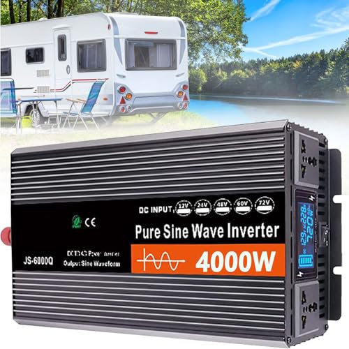 Dfdieratve Inverter per Auto da 4000 W - Adattatore per Presa Auto DC 12/24/48/60 V a 110/220 V AC, Convertitore di Carica Portatile per Laptop, Telefoni,12V