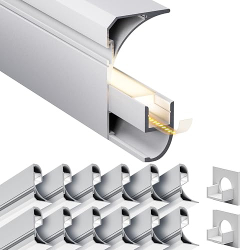 LASLUX Perfil de aluminio en ángulo de 15 unidades, 2 m (30 m), zócalos, perfil de techo de yeso para tiras LED de 9 mm, para montaje en zócalo y esquina, 36,4 x 60,2 mm