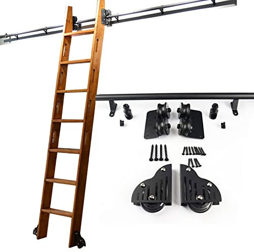 YUSAJJ Schiebeleiter-Hardware-Kit für Bibliothek Schiebeleiter-Bibliothek Komplettset Hardware Rollschiene